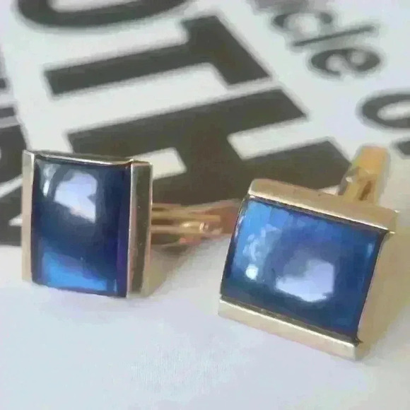 Swank blue and gold cufflinks - Picture 4 of 4